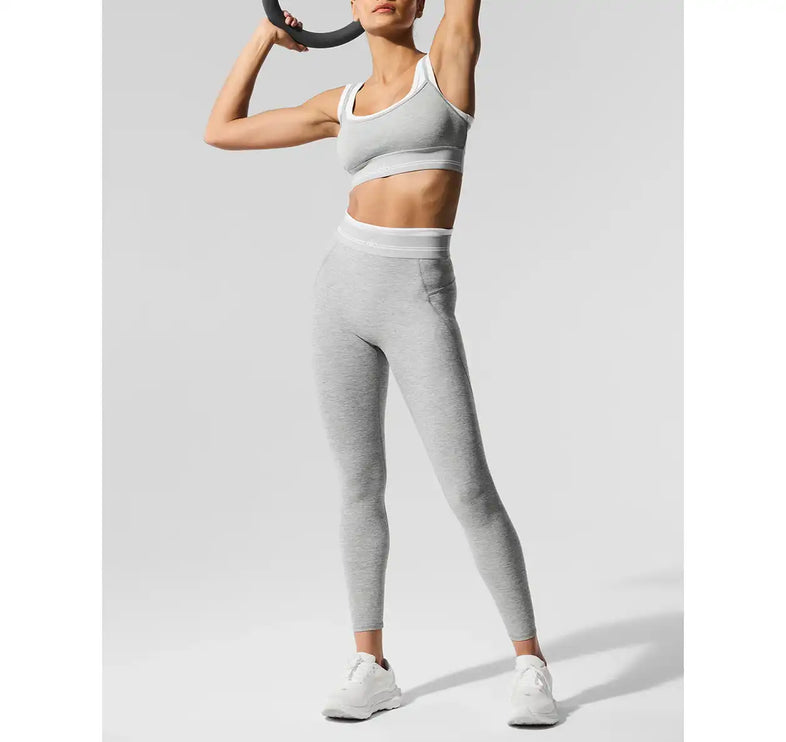 alo Women's Alosoft High-Waist 7/8 Better Together Legging Athletic Heather Grey/White