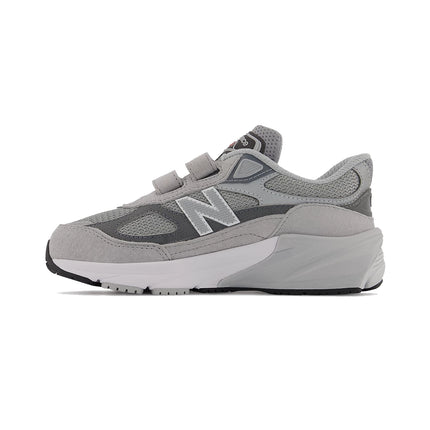 New Balance Little Kid's FuelCell 990v6 Hook & Loop Grey with Silver PV990GL6