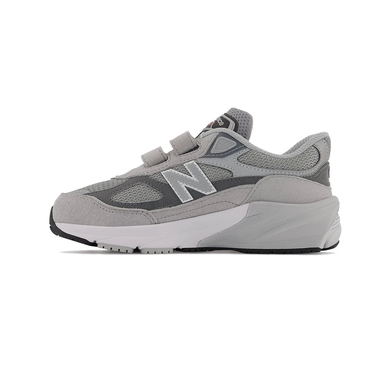 New Balance Little Kid's FuelCell 990v6 Hook & Loop Grey with Silver PV990GL6
