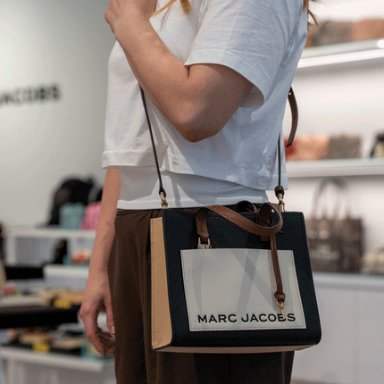 Marc Jacobs Women's Mini Grind Colorblock Leather Tote Smoked Almond Multi