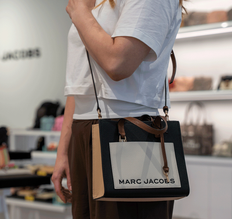 Marc Jacobs Women's Mini Grind Colorblock Leather Tote Smoked Almond Multi