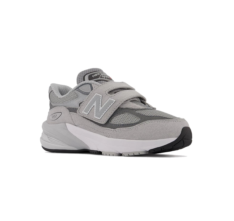 New Balance Little Kid's FuelCell 990v6 Hook & Loop Grey with Silver PV990GL6