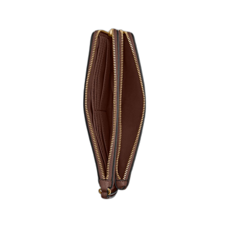 Coach Women's Double Zip Wallet In Signature Canvas Gold/Tan/Brown