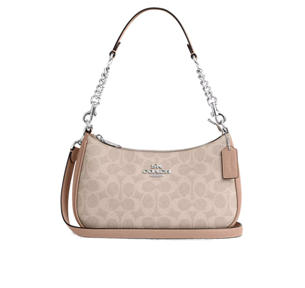 Coach Women's Teri Shoulder Bag In Signature Canvas Silver/Sand/Taupe