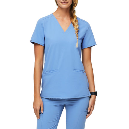 FIGS Women's Casma Three Pocket Scrub Top Ceil Blue