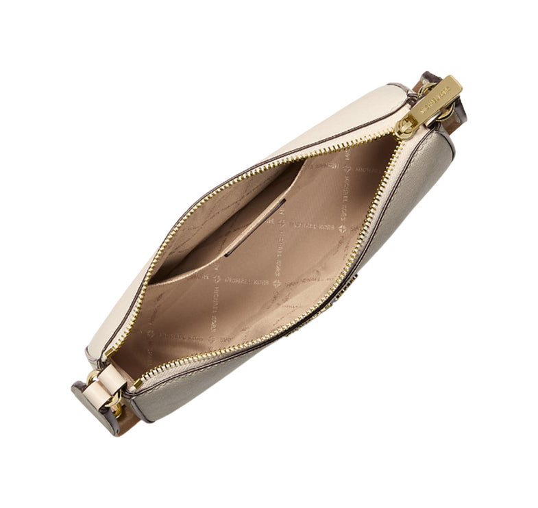 Michael Kors Women's Jet Set Saffiano Leather Crossbody Bag with Case for Apple Airpods Pro Light Cream