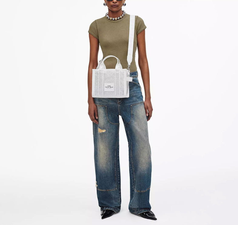 Marc Jacobs Women's The Crystal Canvas Small Tote Bag white Crystal - Hemen Kargoda