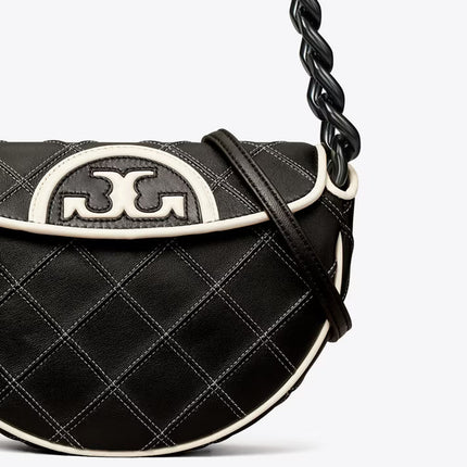 Tory Burch Women's Mini Fleming Soft Crescent Bag Black