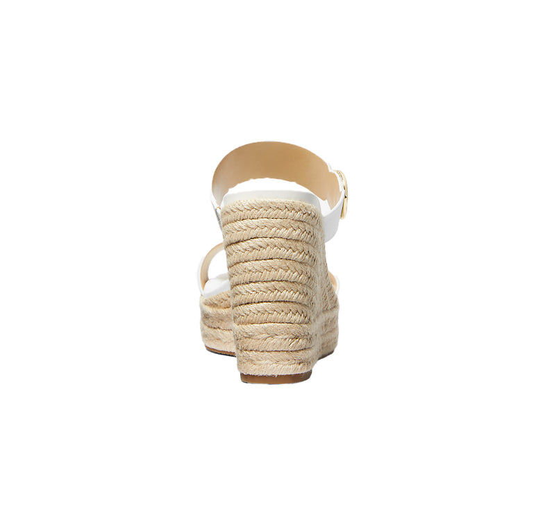 Michael Kors Women's Lucinda Leather Wedge Sandal Optic White