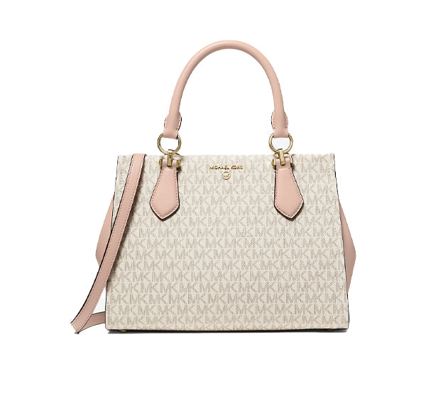 Michael Kors Women's Marilyn Medium Logo Satchel Vanilla Soft Pink