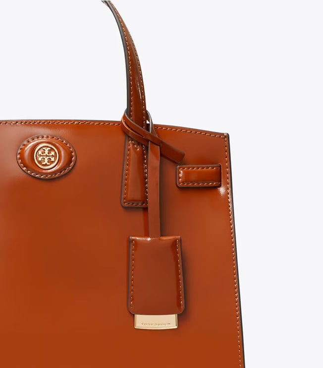 Tory Burch Women's Small Robinson Spazzolato Satchel DARK SIENNA