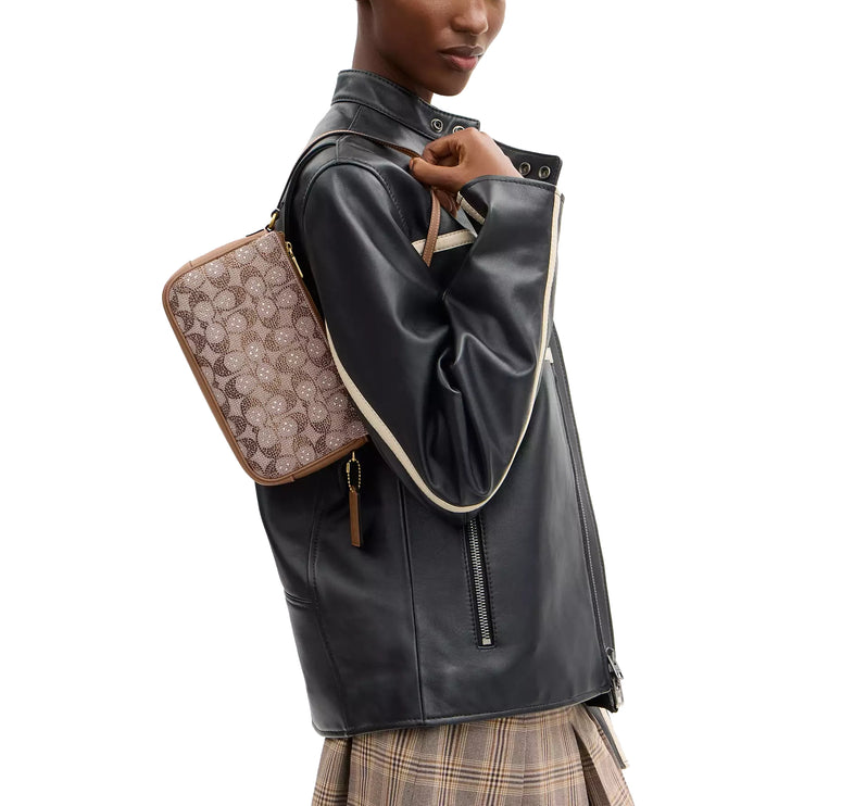 Coach Women's Plaza Bag In Crystal Signature Jacquard Brass/Mushroom
