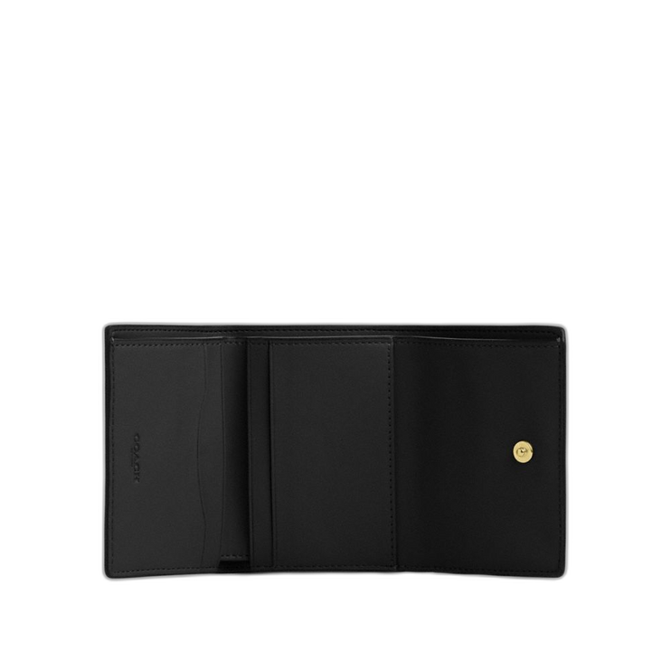 Coach Women's Card Holder Wallet In Signature Canvas Gold/Walnut/Black