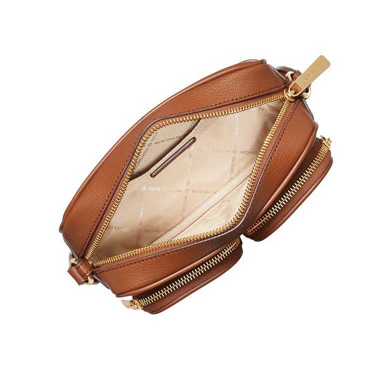 Michael Kors Women's Jet Set Medium Leather Crossbody Bag with Case for Apple Airpods Pro Luggage - Özel İndirim