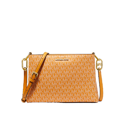 Michael Kors Women's Trisha Medium Logo Crossbody Bag Gold/Honeycomb Multi