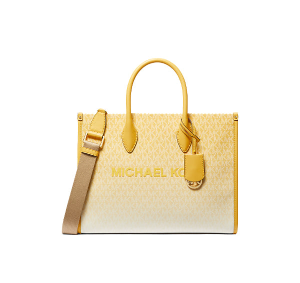 Michael Kors Women's Mirella Medium Ombré Logo Tote Bag Golden Yellow