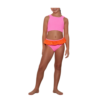 HUNZA G Kids Duo Olive Bikini Bubblegum/Orange