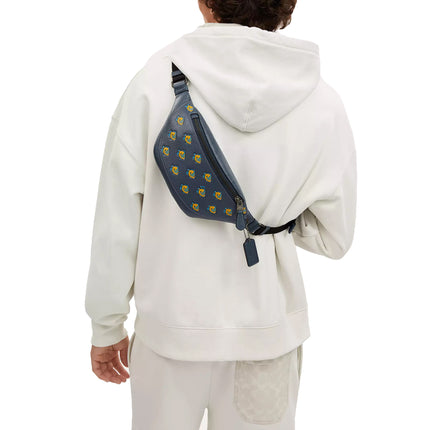 Coach Unisex Warren Mini Belt Bag With Fish Print Gunmetal/Denim Multi