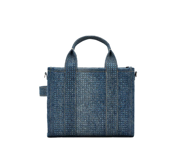 Marc Jacobs Women's The Crystal Denim Small Tote Bag Blue - Hemen Kargoda