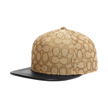 Coach Unisex Signature Jacquard Flat Brim Hat Khaki/Black