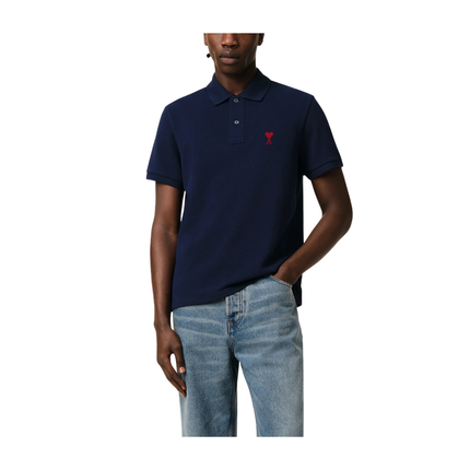 AMI Alexandre Mattiussi Unisex Cotton Ami de Coeur Polo Shirt Night Blue