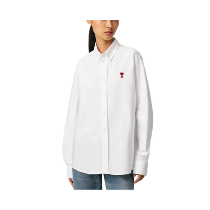 AMI Alexandre Mattiussi Unisex Cotton Button-Down Ami de Coeur Shirt Natural White