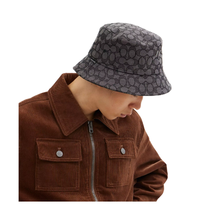 Coach Unisex Signature Jacquard Bucket Hat Charcoal