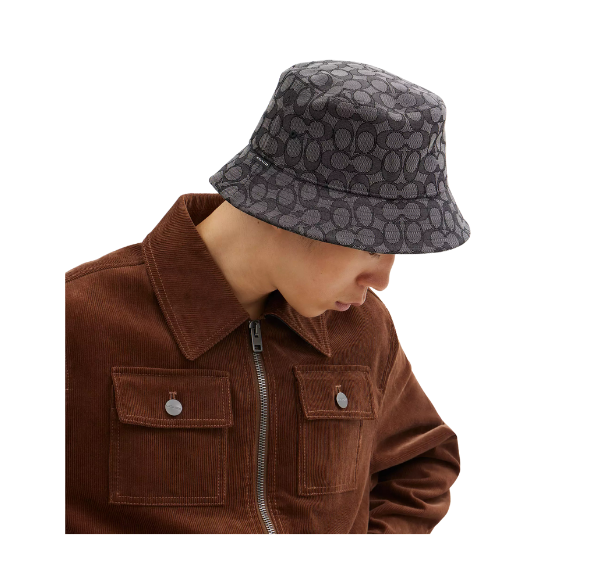 Coach Unisex Signature Jacquard Bucket Hat Charcoal
