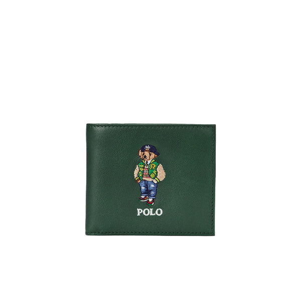 Polo Ralph Lauren Unisex Polo Bear Leather Billfold Wallet Moss Agate