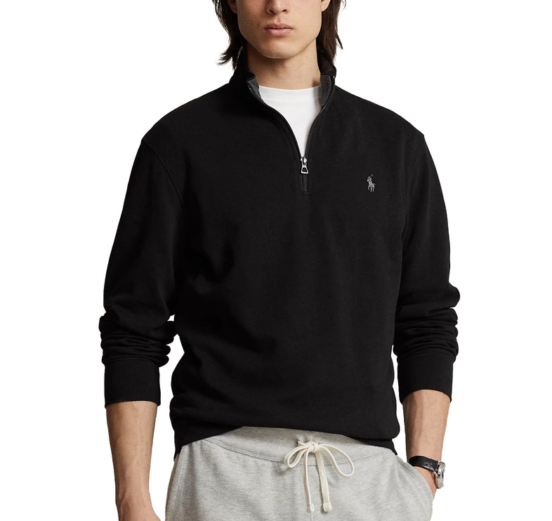 Polo Ralph Lauren Men's Luxury Jersey Quarter Zip Pullover Polo Black