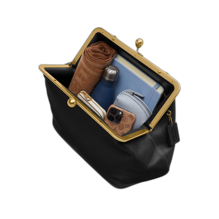 Coach Women's Large Kisslock Frame Bag Brass/Black