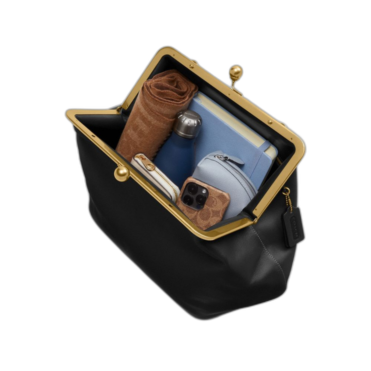 Coach Women's Large Kisslock Frame Bag Brass/Black