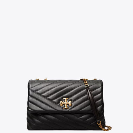 Tory Burch Women's Kira Chevron Convertible Shoulder Bag Black / Rolled Brass