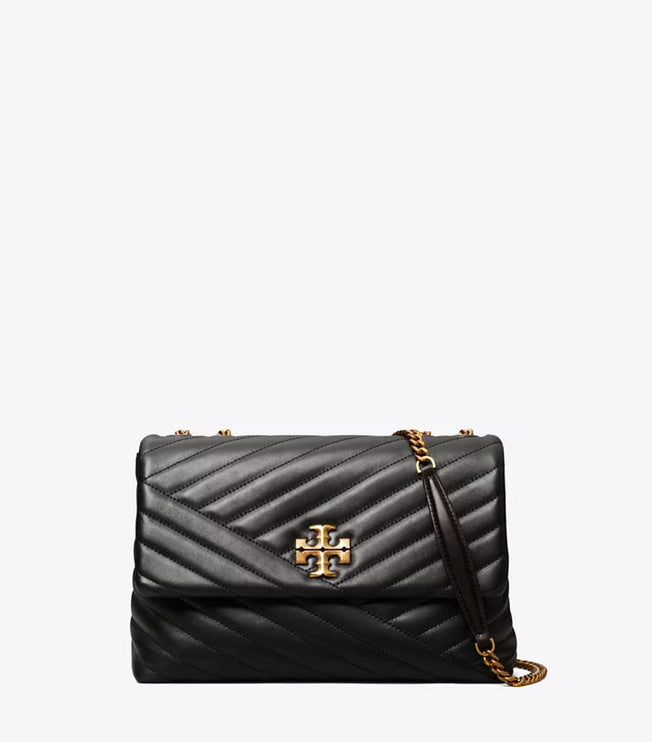 Tory Burch Women's Kira Chevron Convertible Shoulder Bag Black / Rolled Brass