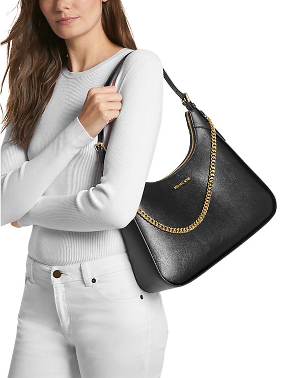 Michael Kors Women's Wilma Large Leather Shoulder Bag Black