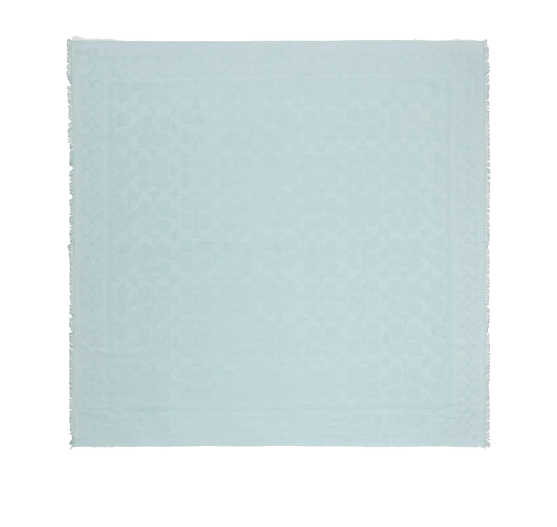 Coach Women's  Signature Oversized Square Scarf Light Blue