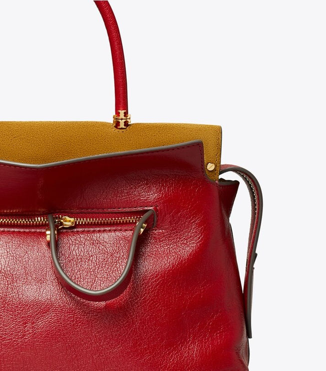 Tory Burch Women's Mercer Textured Satchel Ruby