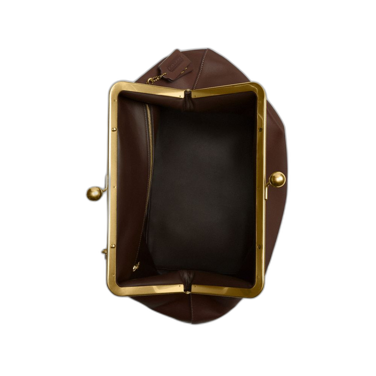 Coach Women's Large Kisslock Frame Bag Brass/Dark Brown