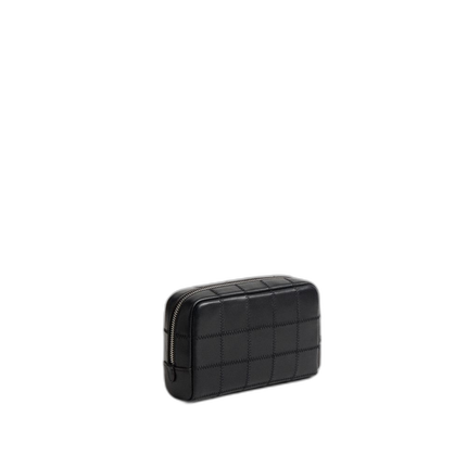 Coach Women's Cosmetic Pouch In Checkerboard Upcrafted Leather Black