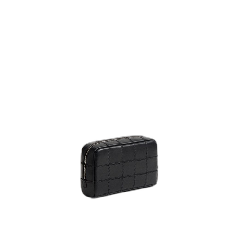 Coach Women's Cosmetic Pouch In Checkerboard Upcrafted Leather Black