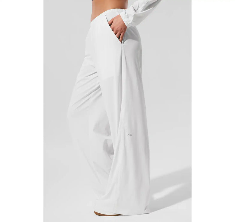 alo Women's Breezy Wide Leg Pant (Long) White