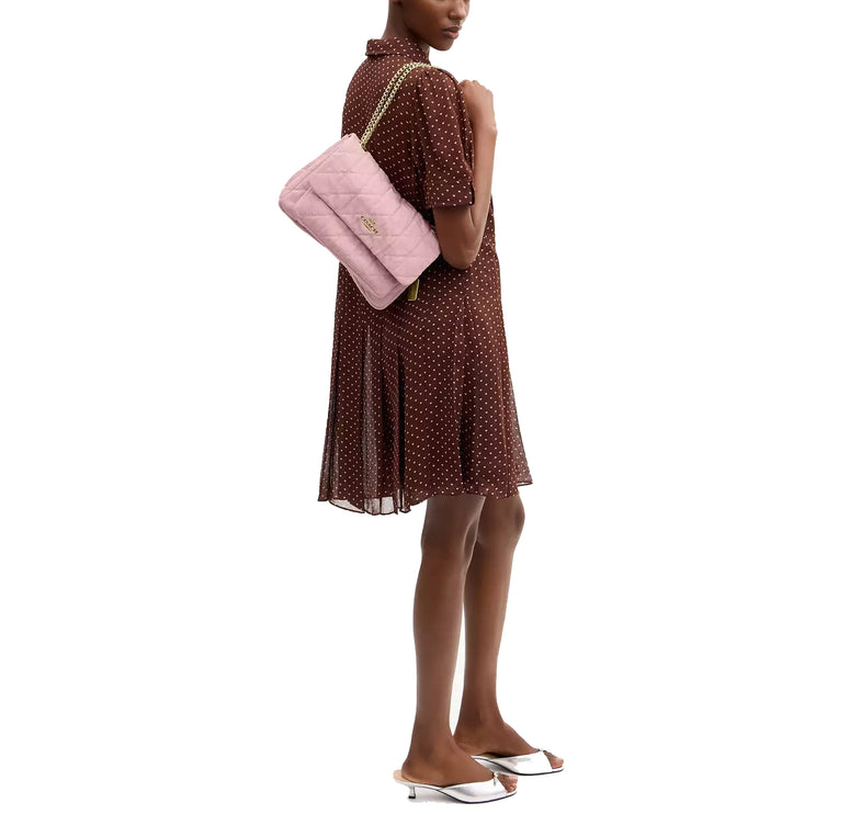 Coach Women's Elodie Crossbody Bag In Loved Denim With Quilting Gold/Light Pink
