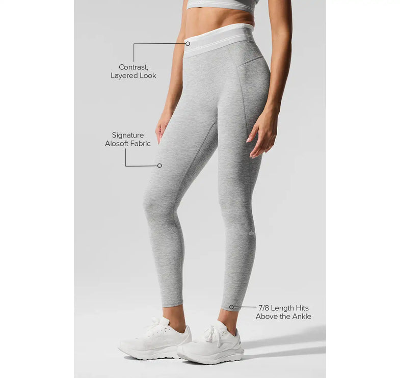 alo Women's Alosoft High-Waist 7/8 Better Together Legging Athletic Heather Grey/White
