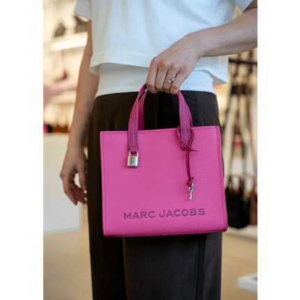 Marc Jacobs Women's Mini Grind Branded Leather Tote Bag Pink