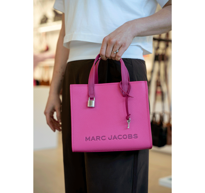 Marc Jacobs Women's Mini Grind Branded Leather Tote Bag Pink