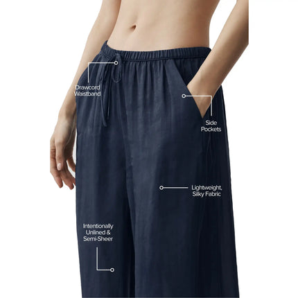 alo Women's Semi-Sheer Golden Hour High-Waist Straight Leg Pant Navy