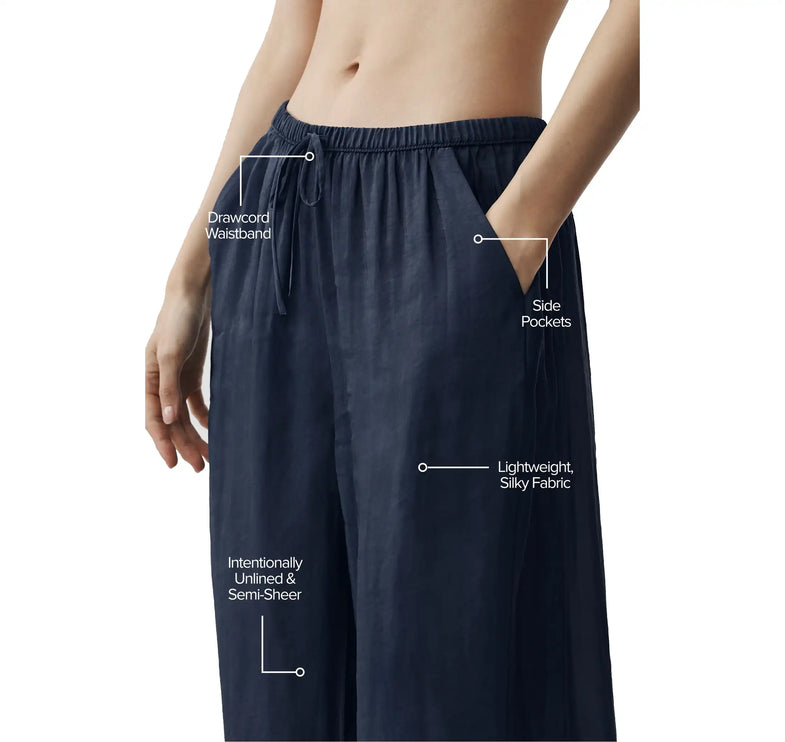 alo Women's Semi-Sheer Golden Hour High-Waist Straight Leg Pant Navy