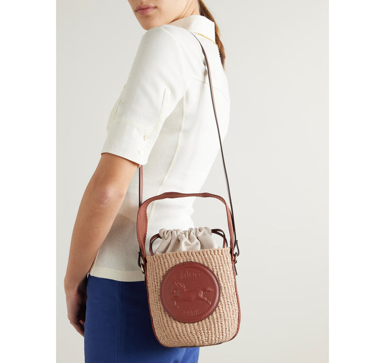 Chloé Women's Small Horse Medal Woody Basket Natural/Brown