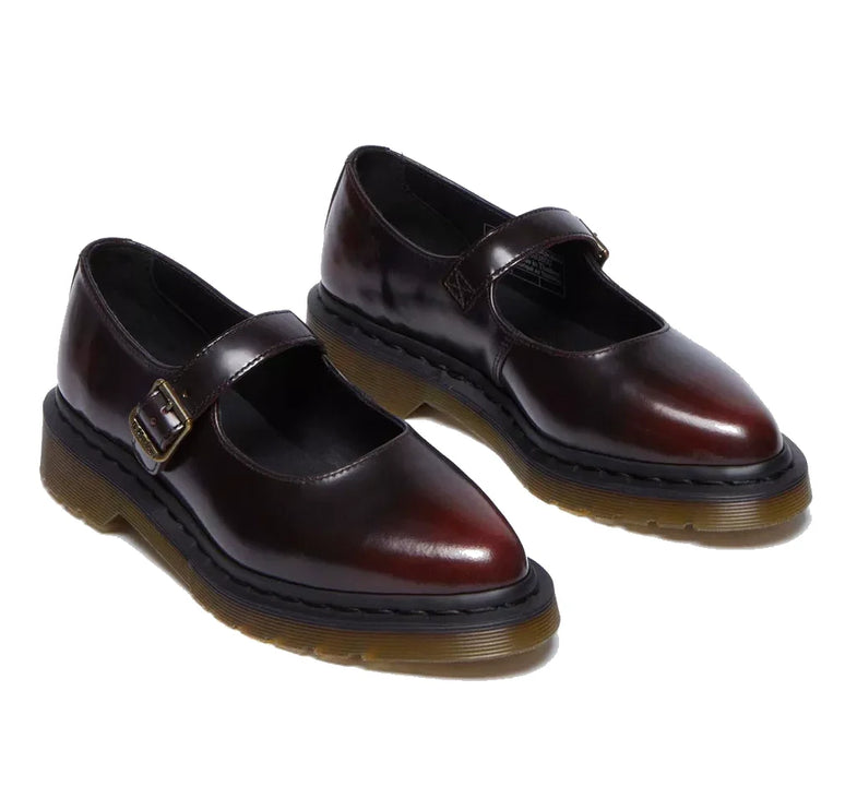Dr. Martens Women's Elphie Mary Jane Leather Shoes Cherry Red