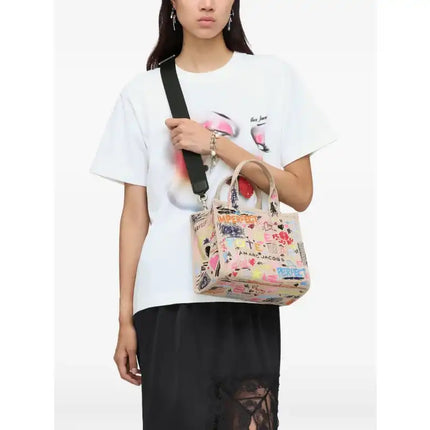 Marc Jacobs Women's The Punk Scribble Canvas Small Tote Bag Beige